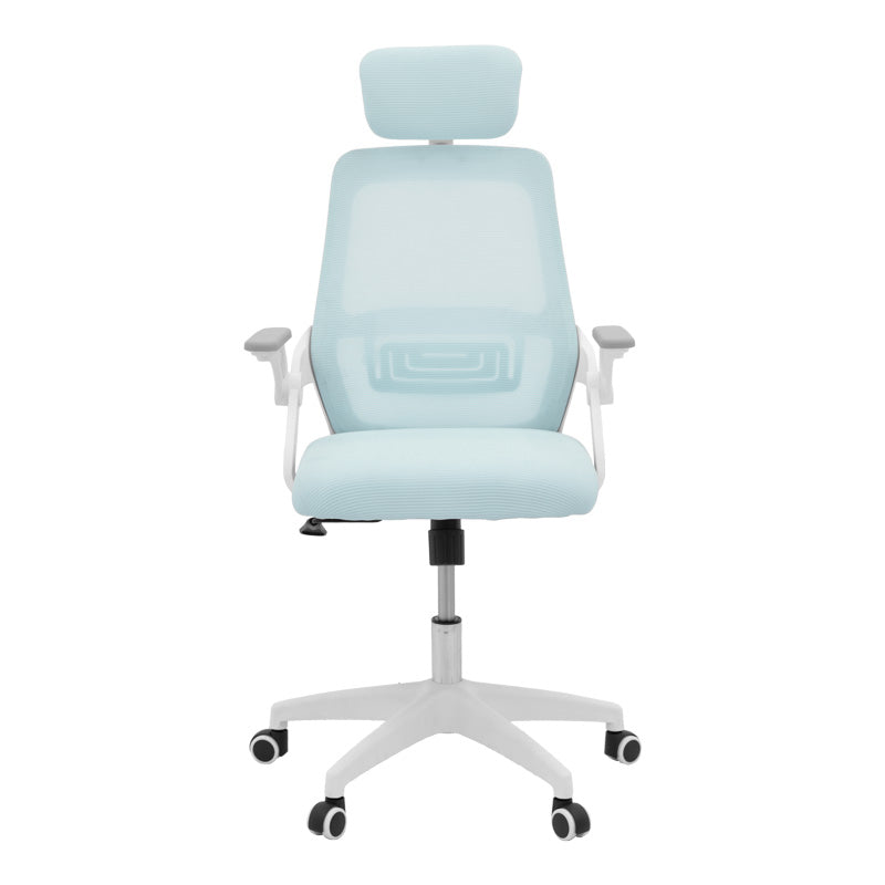 Καρέκλα Γραφείου Peja Mesh Ύφασμα Σιελ-Σκελετός Λευκό 58x60x107-117