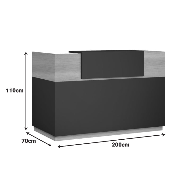 Γραφείο Reception Lotus σε Χρώμα Φυσικό - Ανθρακί 200x70x110