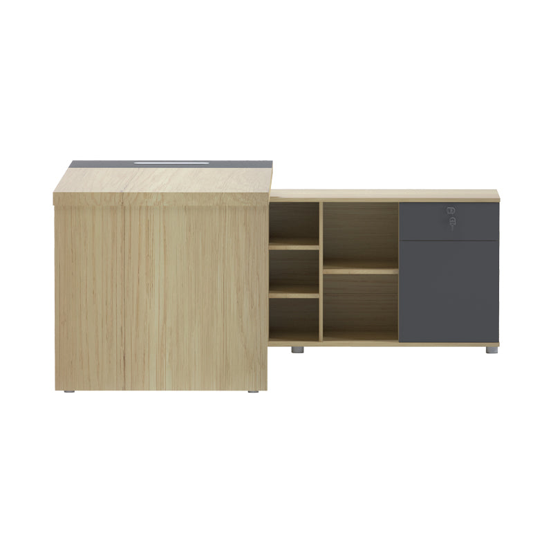 Γραφείο Επαγγελματικό Lotus με Δεξιά Γωνία σε Φυσική-Ανθρακί Απόχρωση 160x160x75