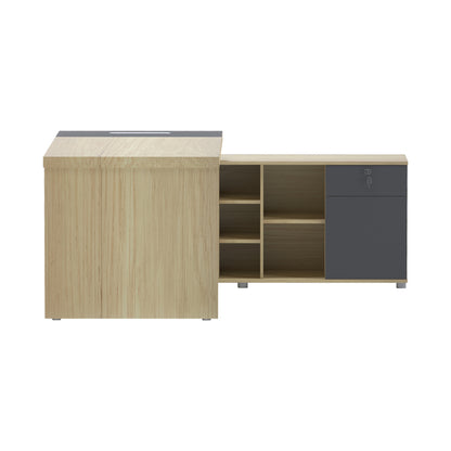 Γραφείο Επαγγελματικό Lotus με Δεξιά Γωνία σε Φυσική-Ανθρακί Απόχρωση 160x160x75