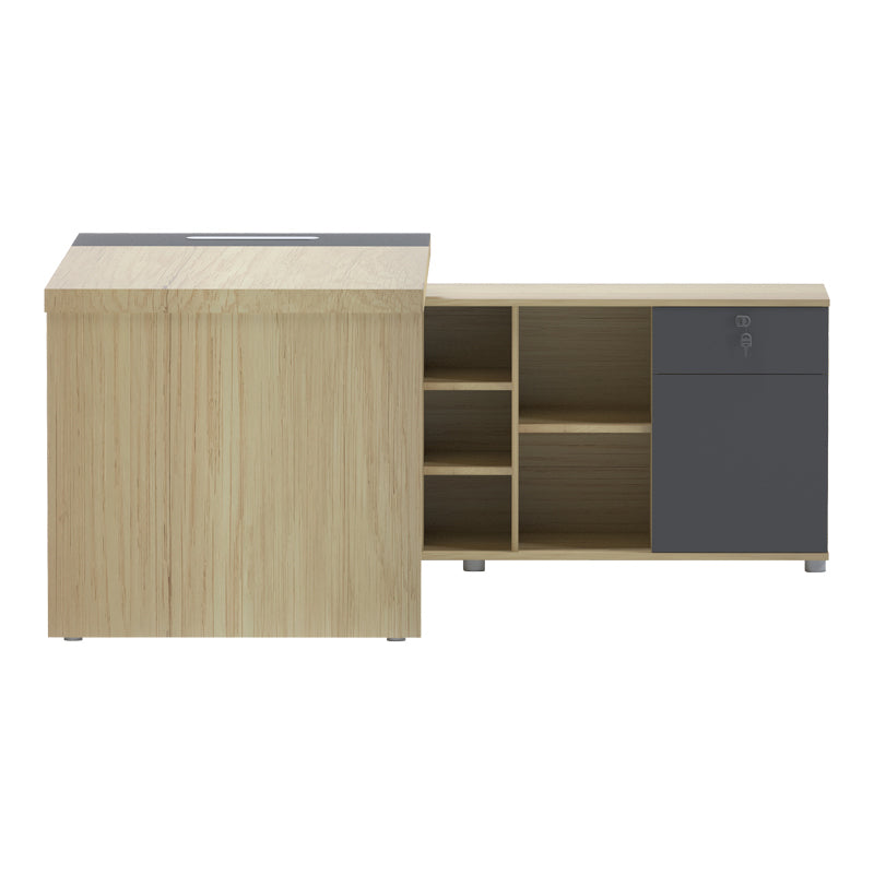 Γραφείο Επαγγελματικό Lotus με Δεξιά Γωνία σε Φυσική-Ανθρακί Απόχρωση 180x180x75