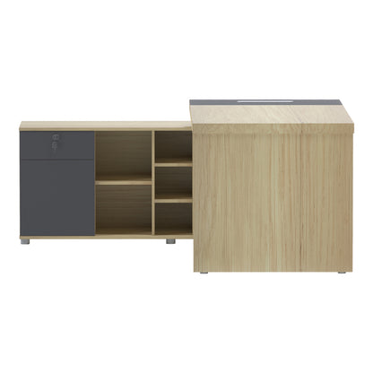 Γραφείο Επαγγελματικό Lotus Αριστερή σε Φυσική-Ανθρακί Απόχρωση 180x180x75