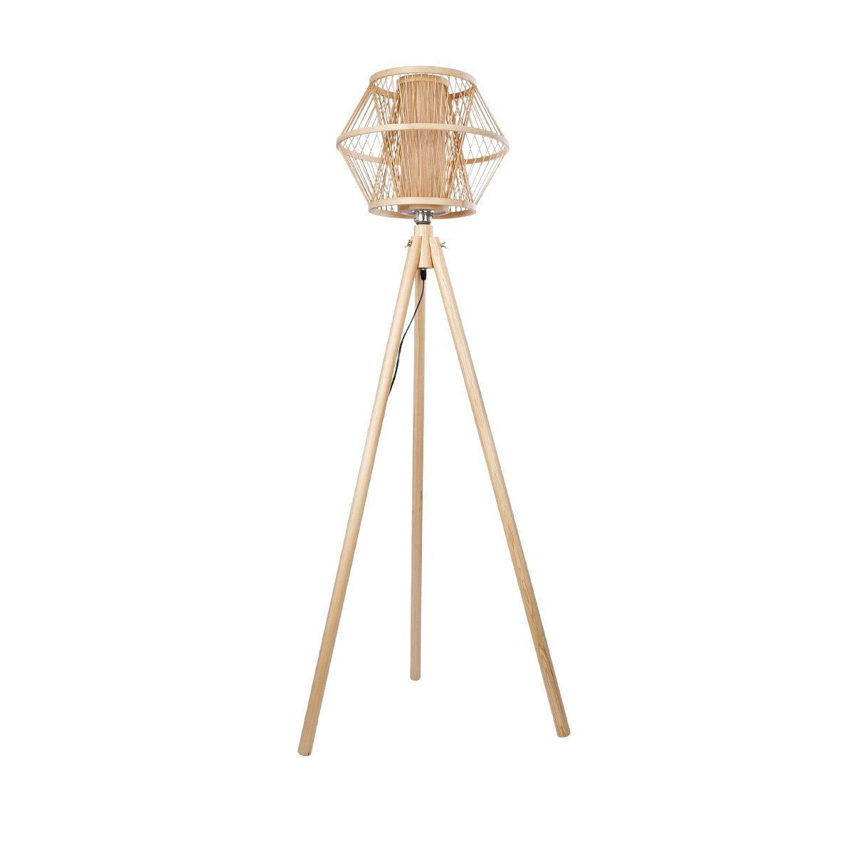 POPPY 01985 Boho Επιδαπέδιο Φωτιστικό Μονόφωτο 1 x E27 IP20 Μπεζ Ξύλο - Μ58 x Π58 x Υ151cm