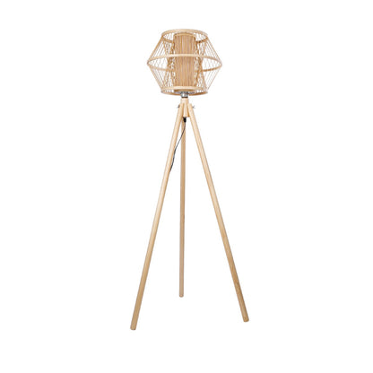 POPPY 01985 Boho Επιδαπέδιο Φωτιστικό Μονόφωτο 1 x E27 IP20 Μπεζ Ξύλο - Μ58 x Π58 x Υ151cm