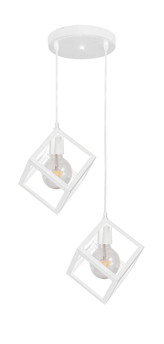 PDC 1249-2 WH CHN ΡΑΓΑ 2/Φ ΜΕ ΚΡΕΜΑΣΤΟΥΣ ΛΕΥΚΟΥΣ ΚΥΒΟΥΣ 2xΕ27 Φ35x95