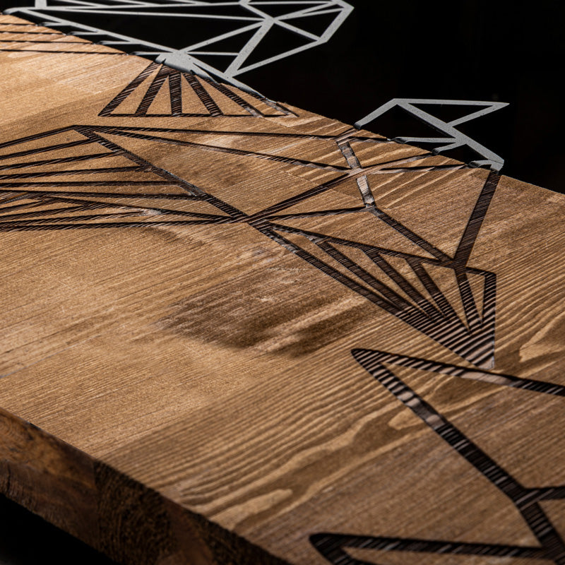 Διακοσμητικό Τοίχου Perdon Ξύλο Πεύκου σε Φυσική Απόχρωση με Μαύρο Μέταλλο 36x3x60