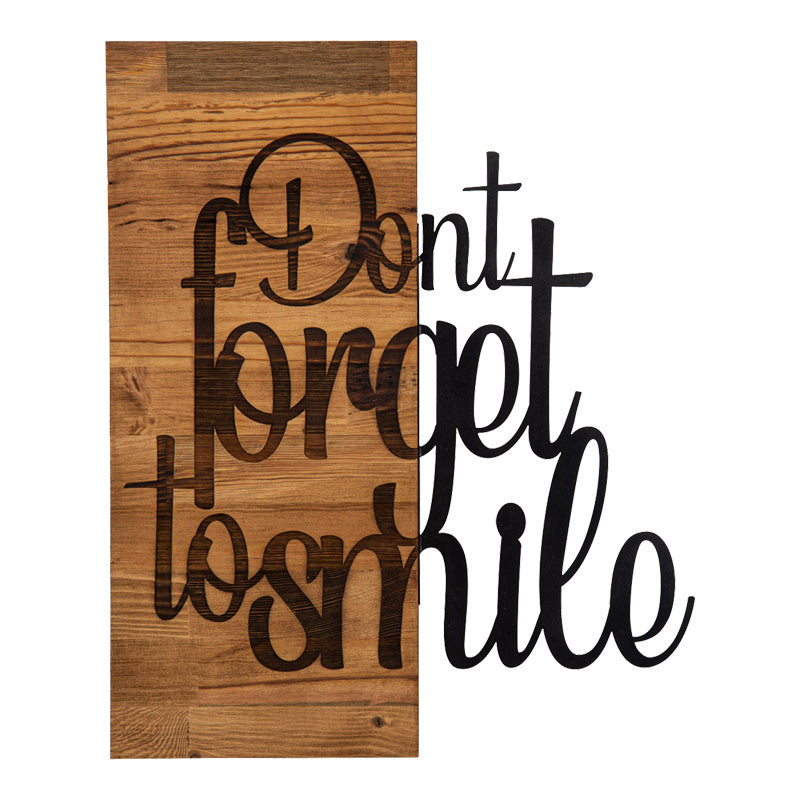 Διακοσμητικό Τοίχου Smiley Ξύλο Πεύκου σε Φυσική Απόχρωση με Μαύρο Μέταλλο 47x3x58