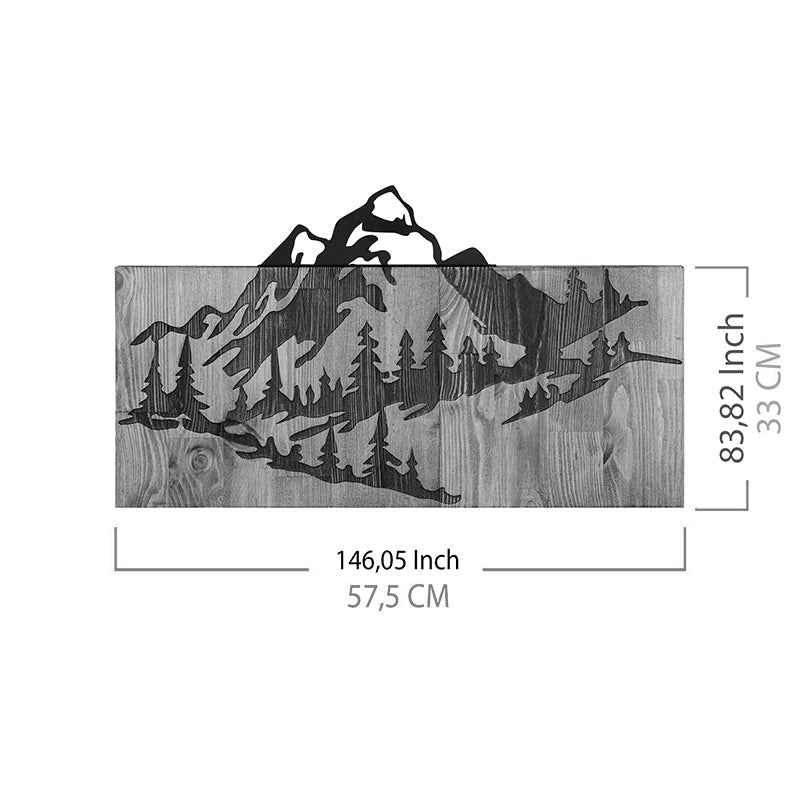 Διακοσμητικό Τοίχου Mounten Ξύλο Πεύκου σε Φυσική Απόχρωση με Μαύρο Μέταλλο 57.5x3x33