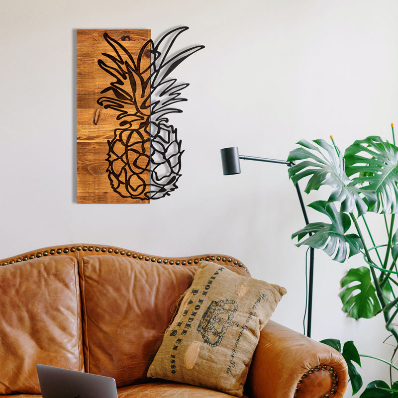 Διακοσμητικό Τοίχου Pinable Ξύλο Πεύκου σε Φυσική Απόχρωση με Μαύρο Μέταλλο 42x3x58