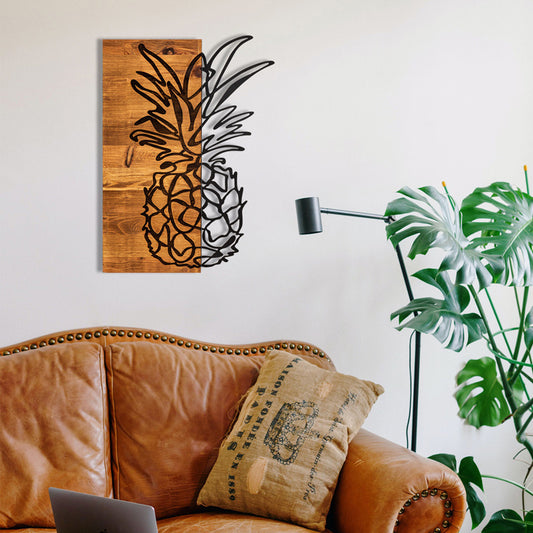 Διακοσμητικό Τοίχου Pinable Ξύλο Πεύκου σε Φυσική Απόχρωση με Μαύρο Μέταλλο 42x3x58