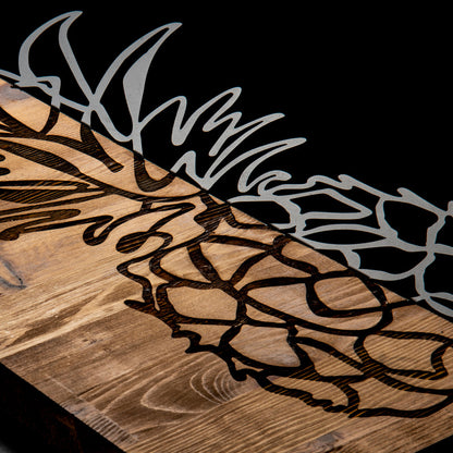 Διακοσμητικό Τοίχου Pinable Ξύλο Πεύκου σε Φυσική Απόχρωση με Μαύρο Μέταλλο 42x3x58