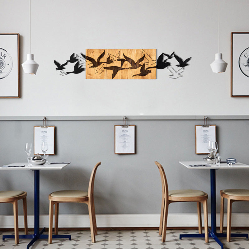 Διακοσμητικό Τοίχου Excore Ξύλο Πεύκου σε Φυσική Απόχρωση με Μαύρο Μέταλλο 111x3x25