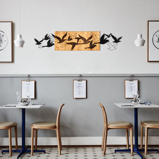 Διακοσμητικό Τοίχου Excore Ξύλο Πεύκου σε Φυσική Απόχρωση με Μαύρο Μέταλλο 111x3x25