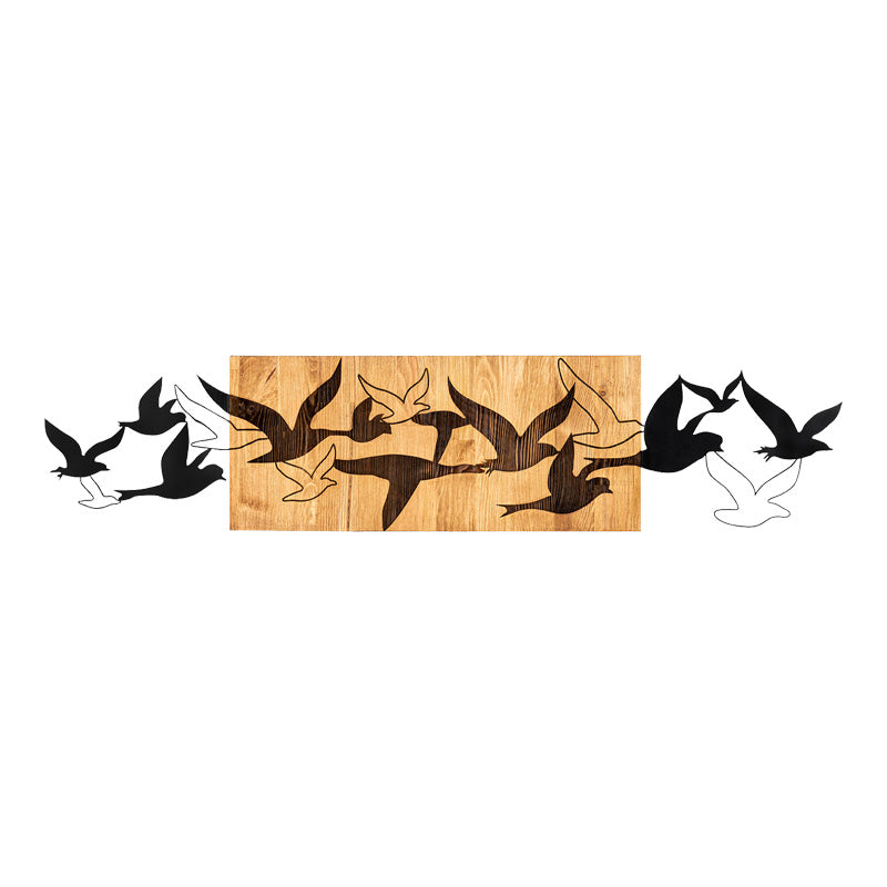 Διακοσμητικό Τοίχου Excore Ξύλο Πεύκου σε Φυσική Απόχρωση με Μαύρο Μέταλλο 111x3x25