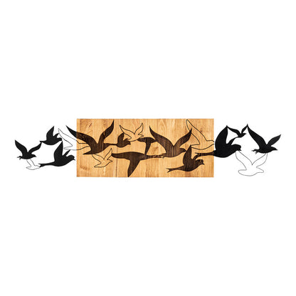 Διακοσμητικό Τοίχου Excore Ξύλο Πεύκου σε Φυσική Απόχρωση με Μαύρο Μέταλλο 111x3x25