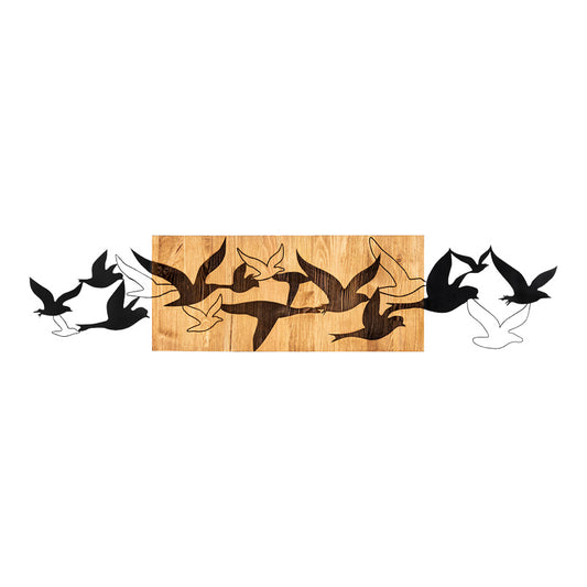 Διακοσμητικό Τοίχου Excore Ξύλο Πεύκου σε Φυσική Απόχρωση με Μαύρο Μέταλλο 111x3x25