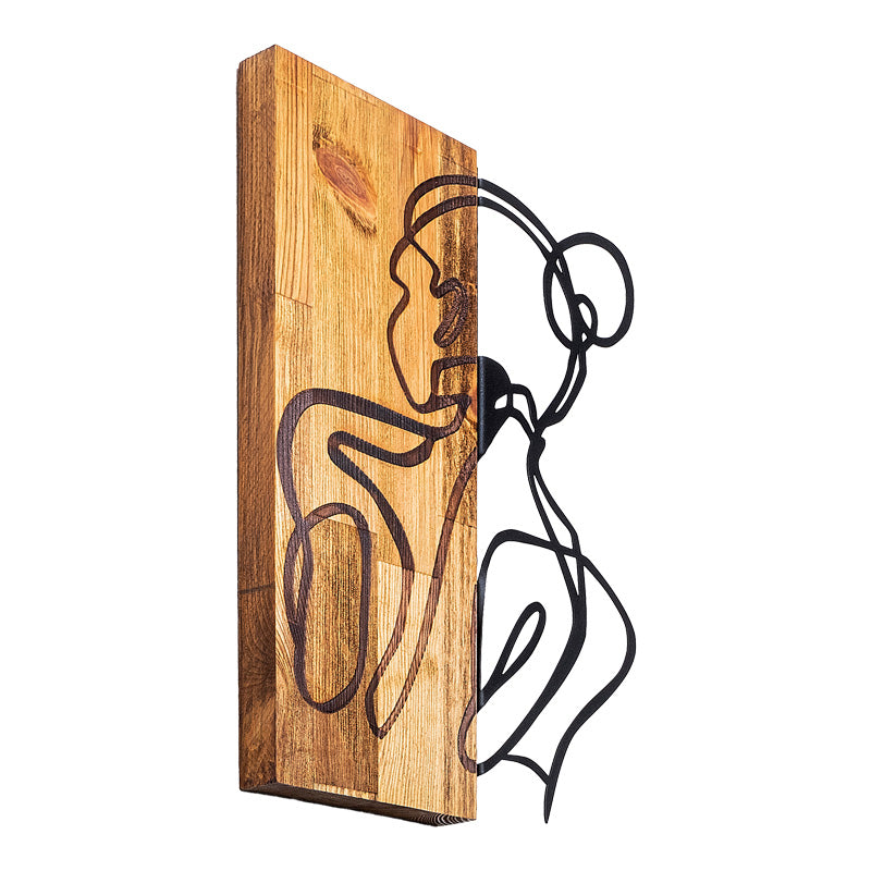 Διακοσμητικό Τοίχου Womanel Ξύλο Πεύκου σε Φυσική Απόχρωση με Μαύρο Μέταλλο 35x3x50