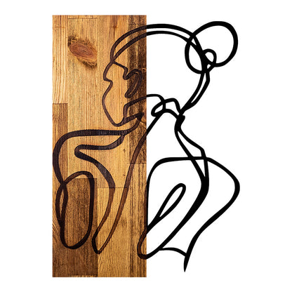 Διακοσμητικό Τοίχου Womanel Ξύλο Πεύκου σε Φυσική Απόχρωση με Μαύρο Μέταλλο 35x3x50