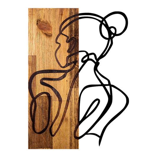 Διακοσμητικό Τοίχου Womanel Ξύλο Πεύκου σε Φυσική Απόχρωση με Μαύρο Μέταλλο 35x3x50