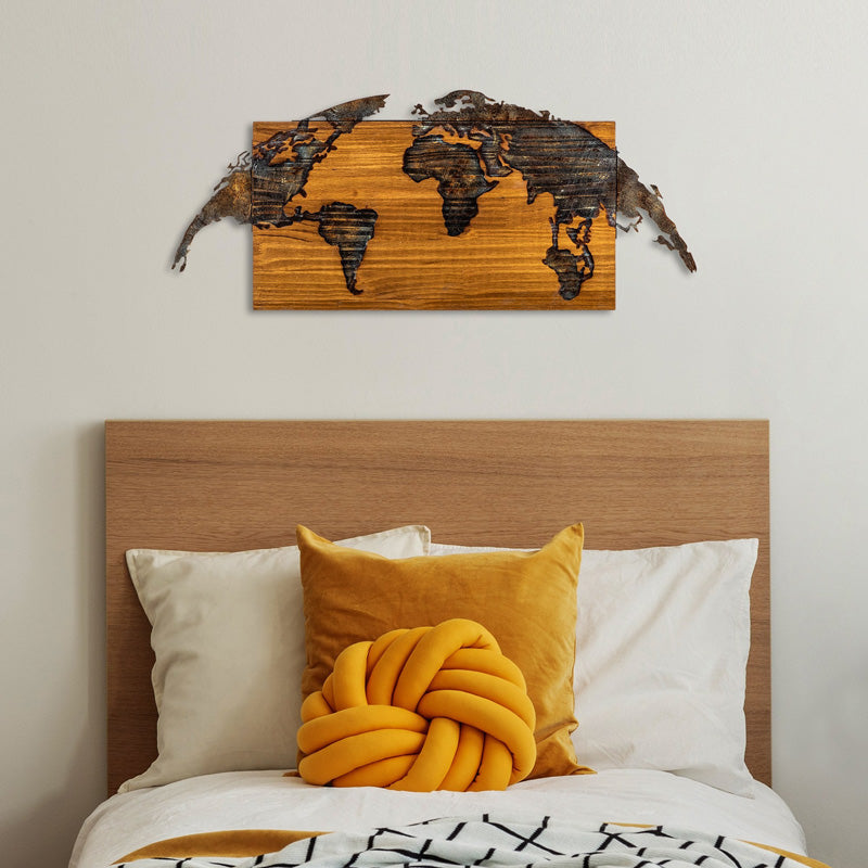 Διακοσμητικό Τοίχου Mable Ξύλο Πεύκου σε Φυσική Απόχρωση με Μαύρο Μέταλλο 83x3x38