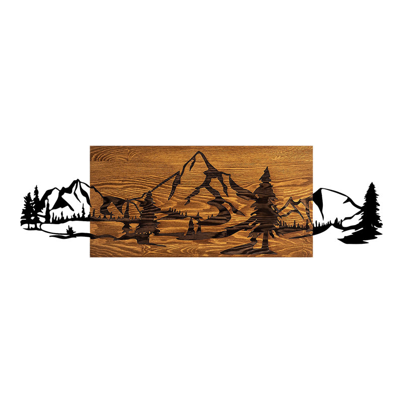 Διακοσμητικό Τοίχου Nereve Ξύλο Πεύκου σε Φυσική Απόχρωση με Μαύρο Μέταλλο 95x3x30