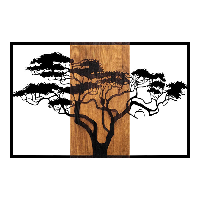 Διακοσμητικό Τοίχου Leroun Ξύλο Πεύκου σε Φυσική Απόχρωση με Μαύρο Μέταλλο 90x3x58