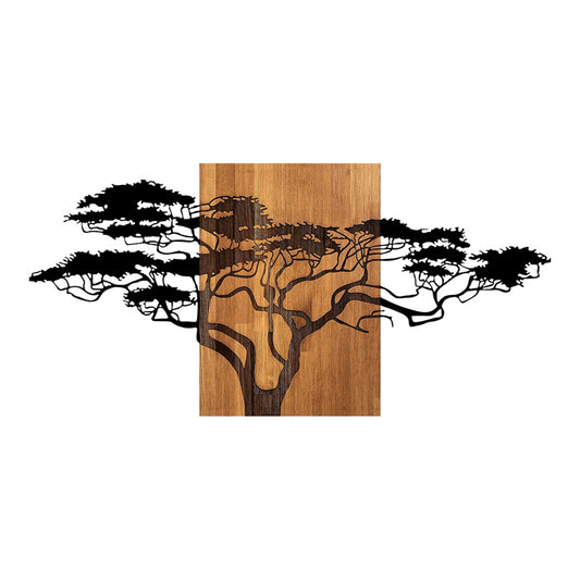 Διακοσμητικό Τοίχου Efren Ξύλο Πεύκου σε Φυσική Απόχρωση με Μαύρο Μέταλλο 144x3x70