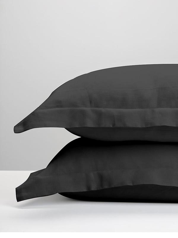 Μαξιλαροθήκες Oxford Satin Dark Grey 50x70εκ