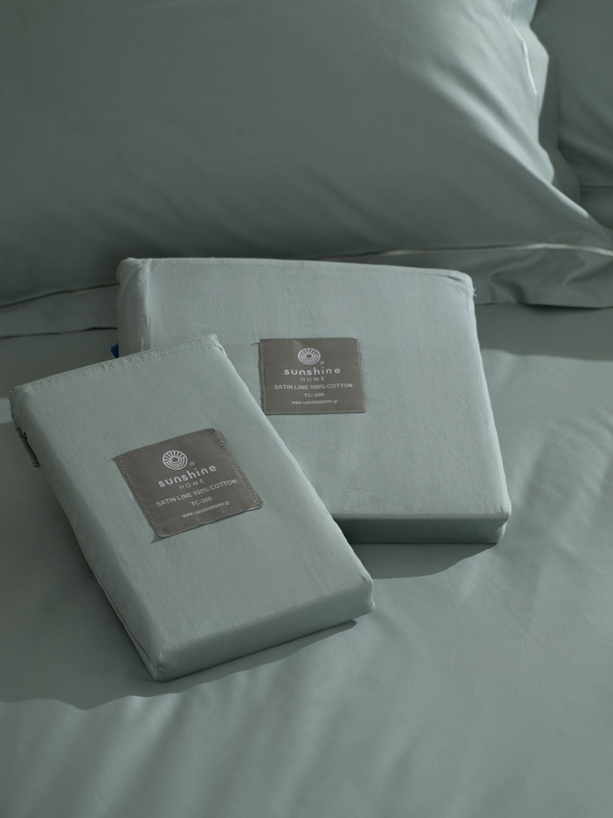 Μαξιλαροθήκες Βαμβακοσατέν Omnia Oxford Aqua 50x70εκ