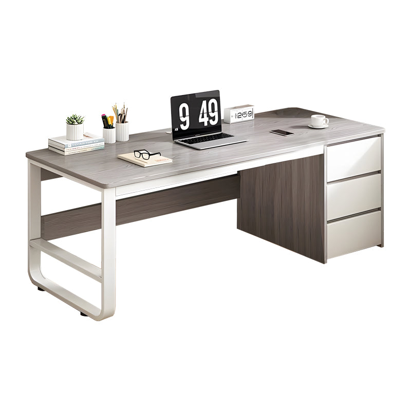 Γραφείο Salto με Συρταριέρα-MDF Γκρι-Λευκό 120x48x74
