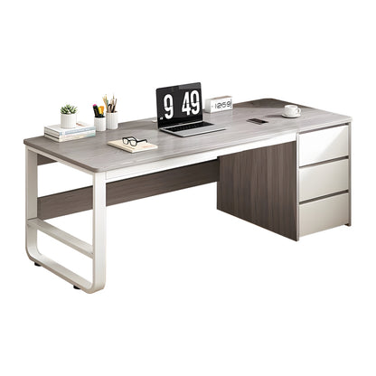 Γραφείο Salto με Συρταριέρα-MDF Γκρι-Λευκό 120x48x74