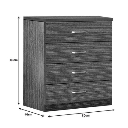 Συρταριέρα Killian με 4 Συρτάρια Μαύρο-Καρυδί 80x40x80