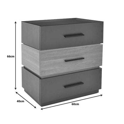 Κομοδίνο Sonlen MDF σε Sonoma-Ανθρακί Απόχρωση 60x40x66