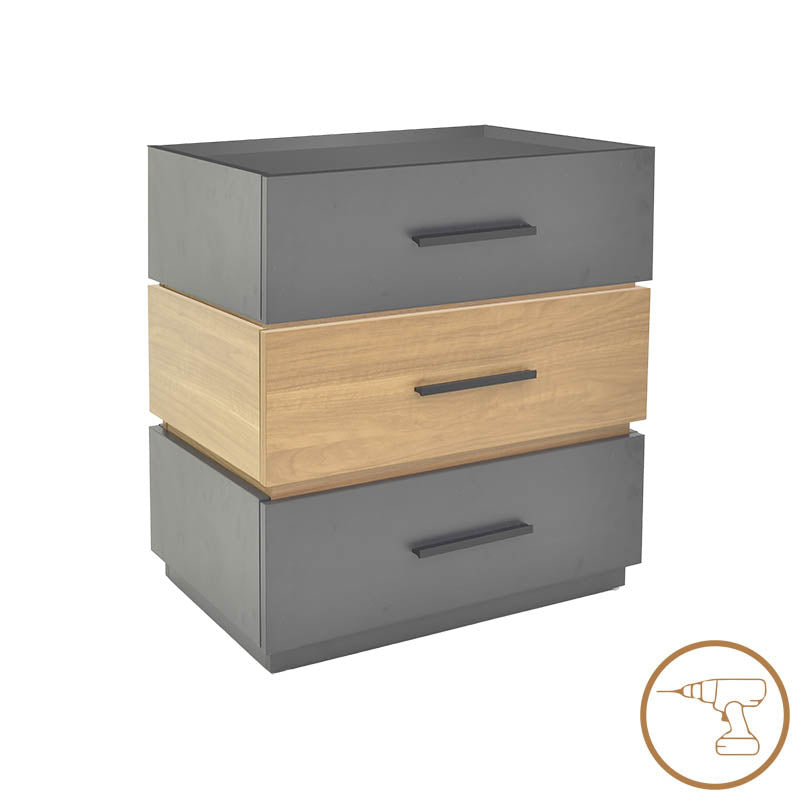 Κομοδίνο Sonlen MDF σε Sonoma-Ανθρακί Απόχρωση 60x40x66