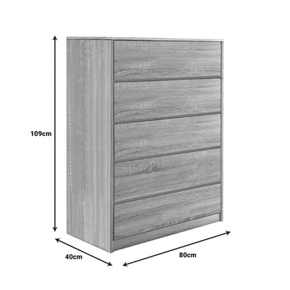 Συρταριέρα Kuanger MDF σε Φυσική Απόχρωση 80x40x109