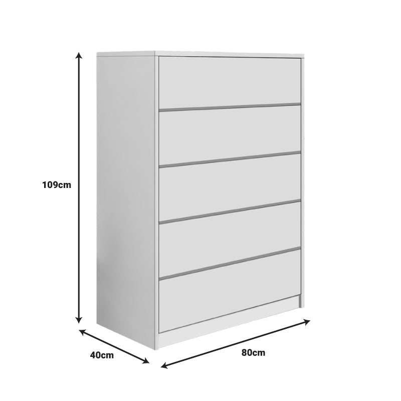 Συρταριέρα Kuanger MDF σε Λευκή Απόχρωση 80x40x109