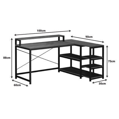 Γραφείο Γωνιακό Tebul MDF-Metal σε Oak Απόχρωση 100x60x88