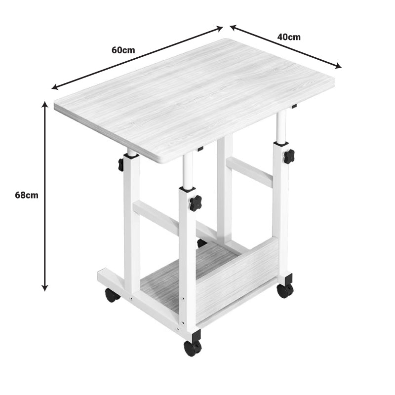 Γραφείο Τροχήλατο Stolu MDF-Metal σε Φυσικό-Λευκό Απόχρωση 60x40x68