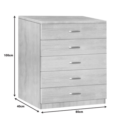 Συρταριέρα Gioko με 5 Συρτάρια σε Φυσική Απόχρωση 80x40x100