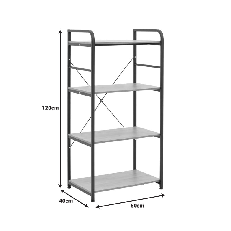 Ραφιέρα Επιδαπέδια Depo Μέταλλο Λευκό-MDF σε Φυσική Απόχρωση 60x40x120