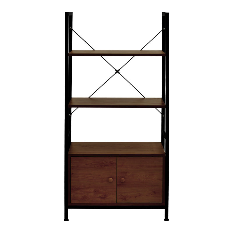 Ραφιέρα Επιδαπέδια με Ντουλάπι Kuili Μέταλλο Μαύρο-MDF σε Καρυδί Απόχρωση 60x36x121