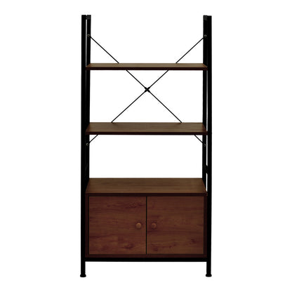 Ραφιέρα Επιδαπέδια με Ντουλάπι Kuili Μέταλλο Μαύρο-MDF σε Καρυδί Απόχρωση 60x36x121