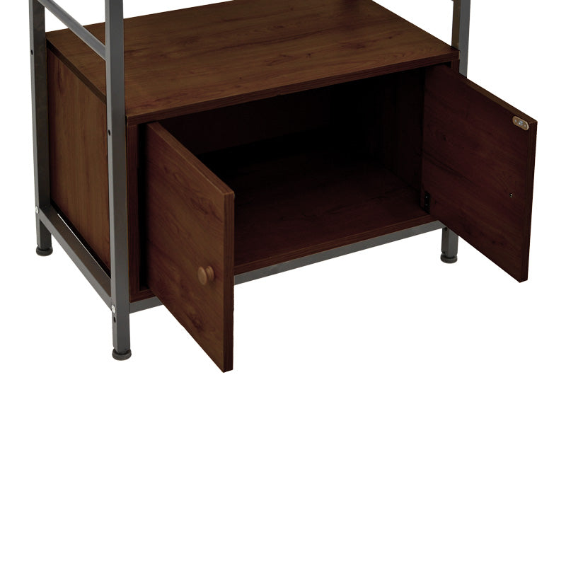 Ραφιέρα Επιδαπέδια με Ντουλάπι Kuili Μέταλλο Μαύρο-MDF σε Καρυδί Απόχρωση 60x36x121