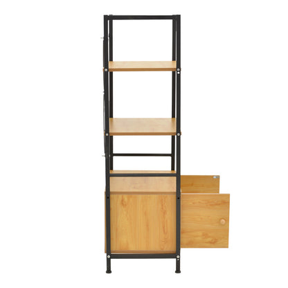 Ραφιέρα Επιδαπέδια με Ντουλάπι Kuili Μέταλλο Μαύρο-MDF σε Oak Απόχρωση 60x36x121