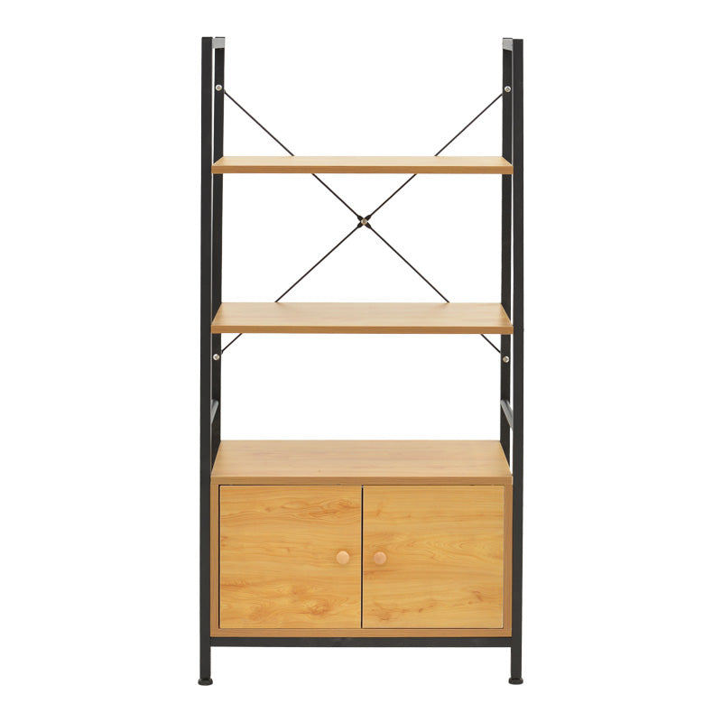 Ραφιέρα Επιδαπέδια με Ντουλάπι Kuili Μέταλλο Μαύρο-MDF σε Oak Απόχρωση 60x36x121