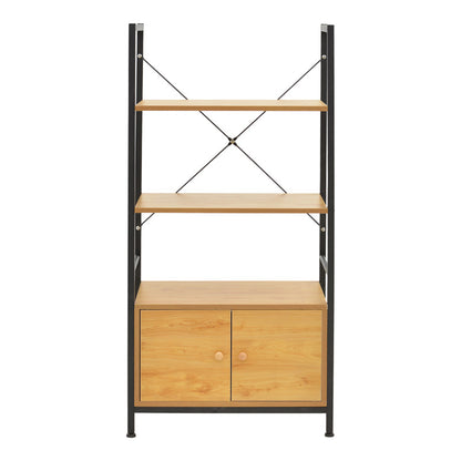 Ραφιέρα Επιδαπέδια με Ντουλάπι Kuili Μέταλλο Μαύρο-MDF σε Oak Απόχρωση 60x36x121