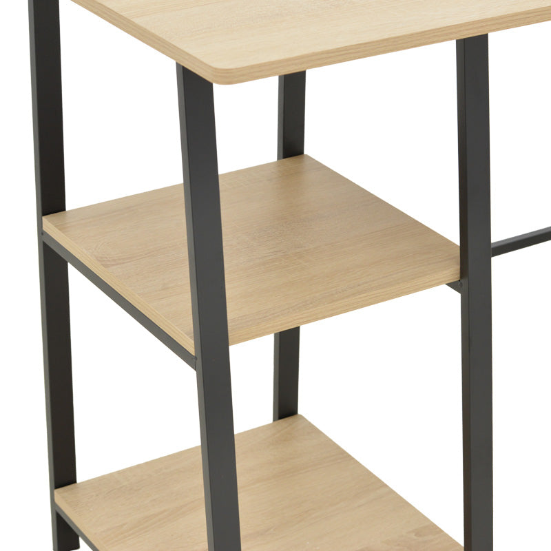 Γραφείο Εργασίας Ferje με Ράφια MDF σε Φυσική με Μαύρη Απόχρωση 100x48x75