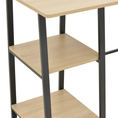 Γραφείο Εργασίας Ferje με Ράφια MDF σε Φυσική με Μαύρη Απόχρωση 100x48x75