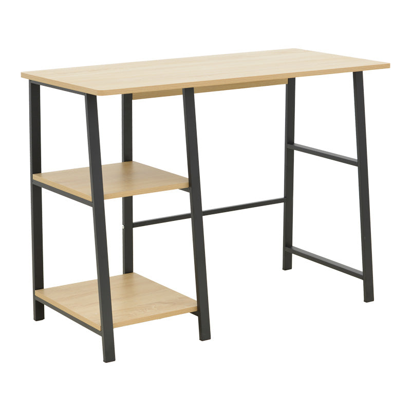 Γραφείο Εργασίας Ferje με Ράφια MDF σε Φυσική με Μαύρη Απόχρωση 100x48x75