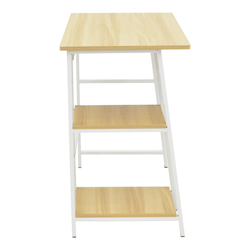 Γραφείο Εργασίας Ferje με Ράφια MDF σε Φυσική-Λευκή Απόχρωση 100x48x75